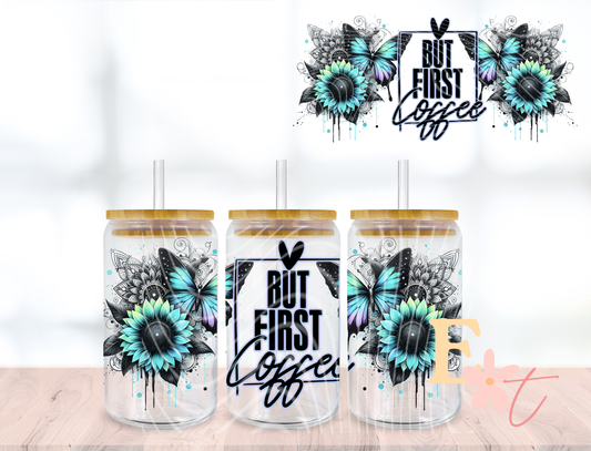 Coffee First 16oz Libbey UV DTF Wrap