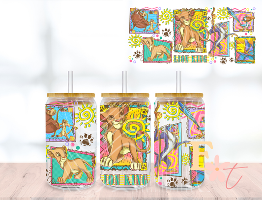 90's Lion 16oz Libbey UV DTF Wrap