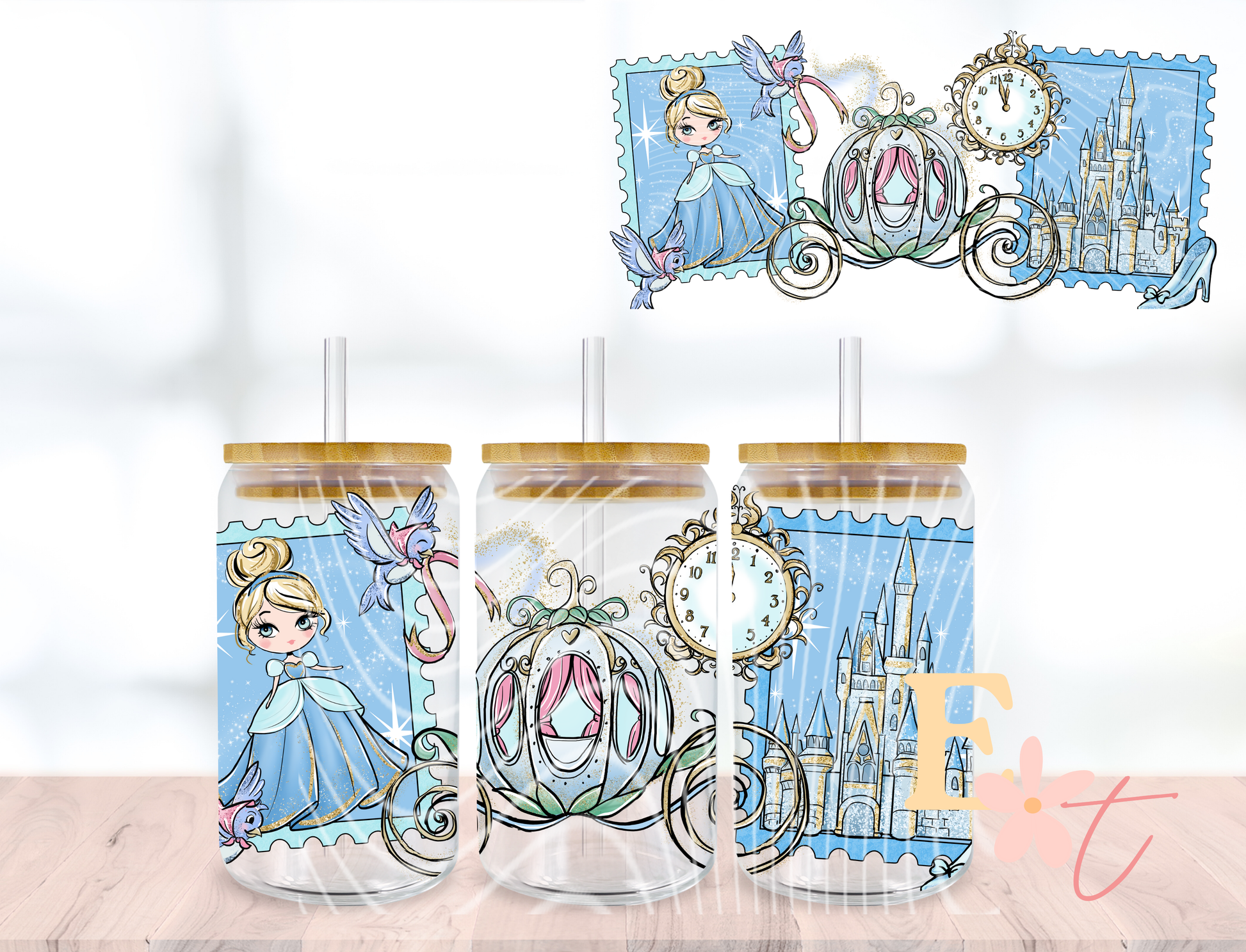 Under The Sea Seamless Pattern UV DTF wrap for 16oz Libbey glass