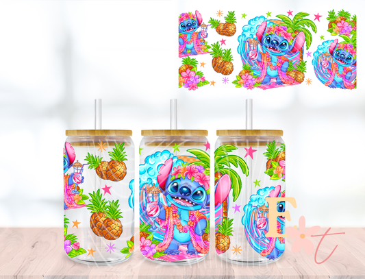 Tropical Monster 16oz Libbey UV DTF Wrap