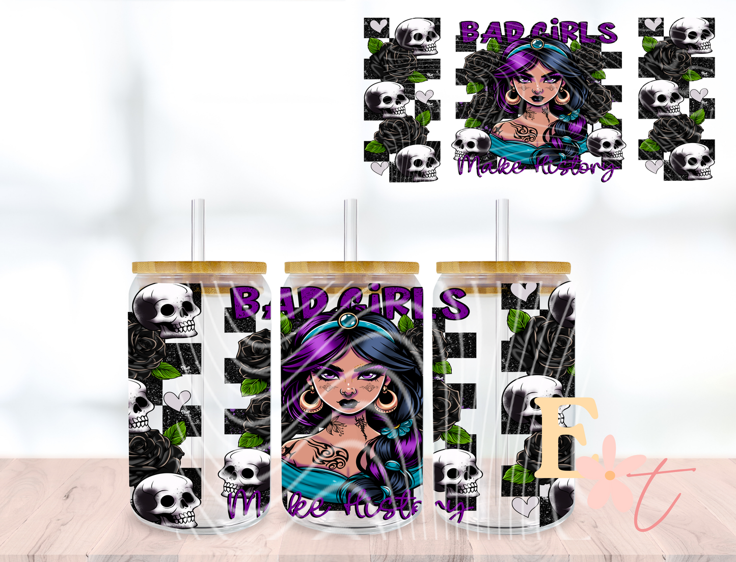 Bee Skull 20oz Tumbler Sublimation Wrap UV DTF wrap for 16oz Libbey glass