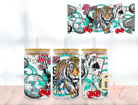 Lucky Tiger 16oz Libbey UV DTF Wrap
