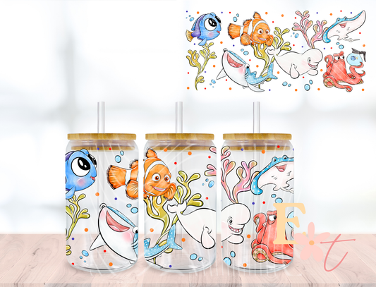 Sea Friends 16oz Libbey UV DTF Wrap