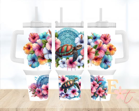 Frangipani Turtle 40oz Tumbler Sublimation Wrap
