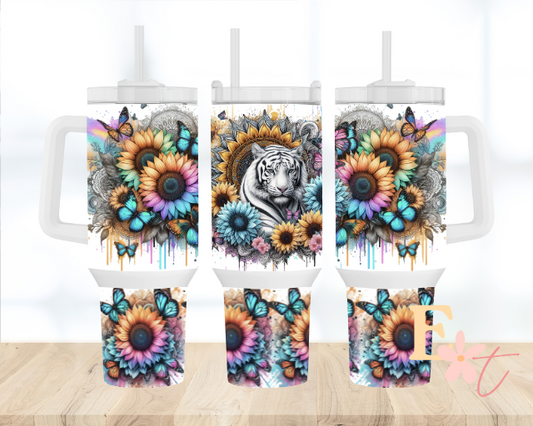 Floral Tiger 40oz Tumbler Sublimation Wrap