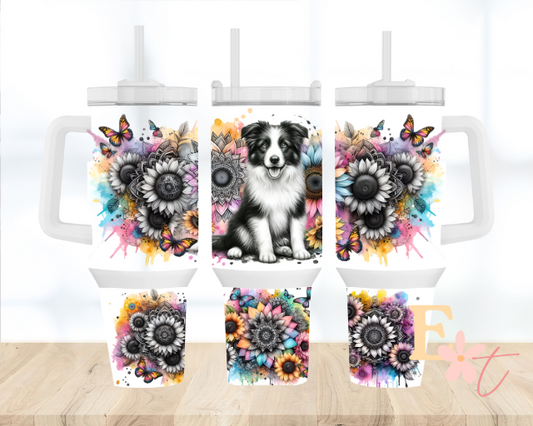 Border Collie 40oz Tumbler Sublimation Wrap