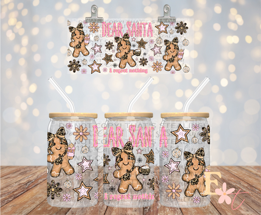 Dear Santa 16oz UV DTF Wrap
