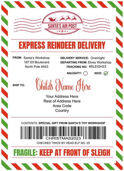 Christmas Parcel Label Personalised