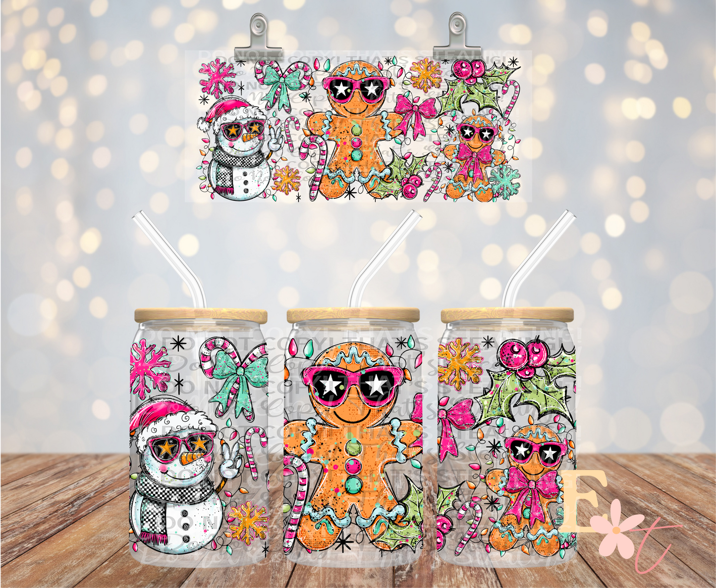 Gingerbread 16oz UV DTF Wrap