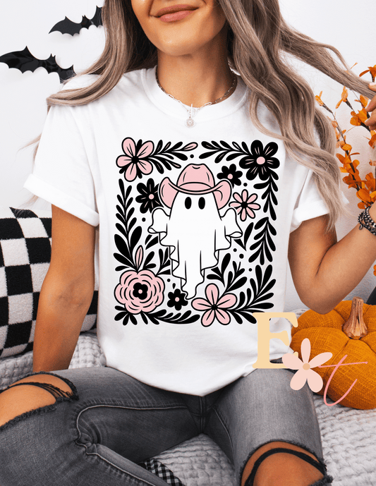 Pink Howdy Ghost Ready to Press DTF Transfer