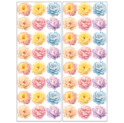 Pastel Peony Flower Wall Decals