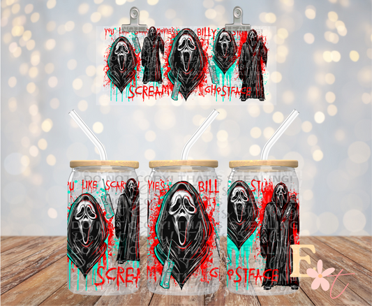 Scream 16oz Libbey UV DTF Wrap