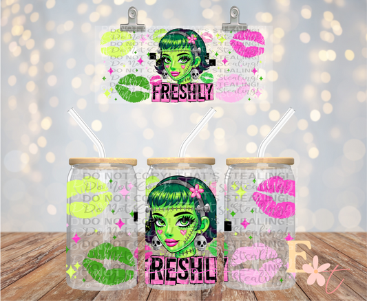 Horror Girlie Fraklin 16oz Libbey UV DTF Wrap
