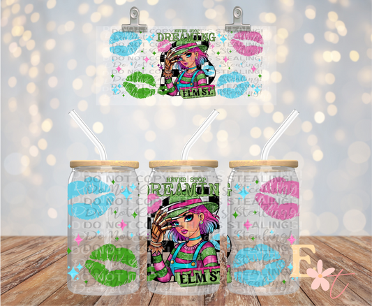 Horror Girlie Freddy 16oz Libbey UV DTF Wrap