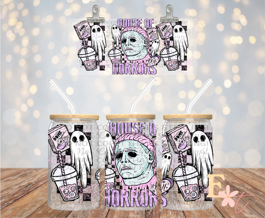 House of Horrors Mike 16oz Libbey UV DTF Wrap