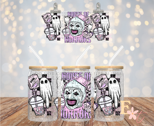 House of Horrors Art 16oz Libbey UV DTF Wrap