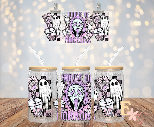 House of Horrors Ghost 16oz Libbey UV DTF Wrap