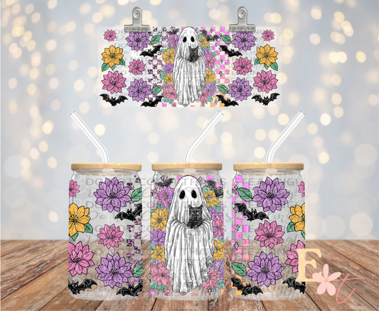 Checkered Ghost 16oz Libbey UV DTF Wrap
