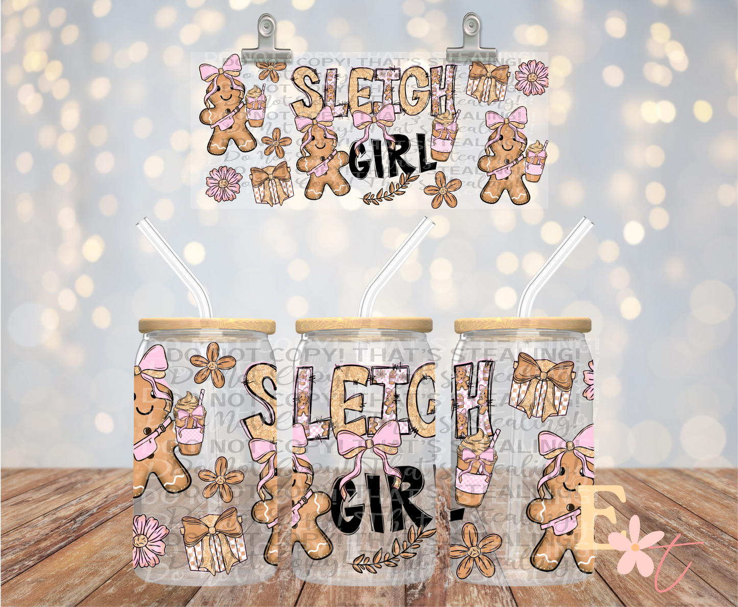 Sleigh Girl 16oz UV DTF Wrap