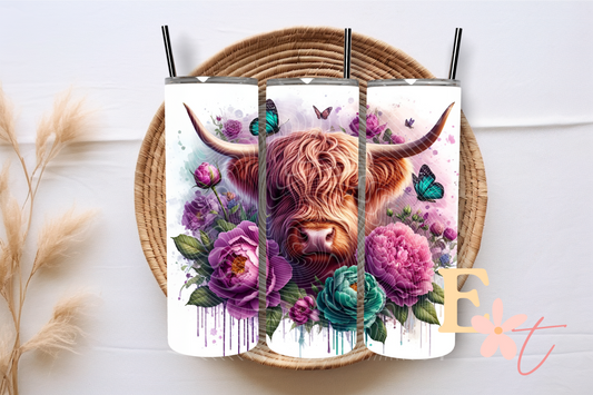 Floral Highland 20oz Tumbler Sublimation Wrap