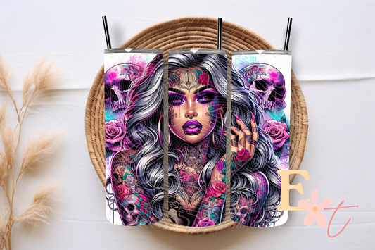 Tattoo Beauty Girl 20oz Tumbler Sublimation Wrap