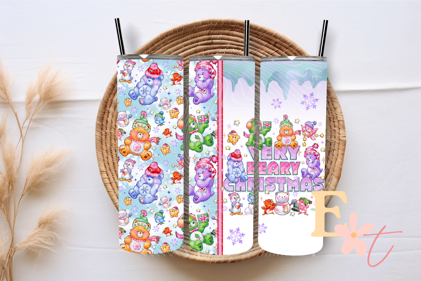 Berry Bear Christmas 20oz Tumbler Sublimation Wrap