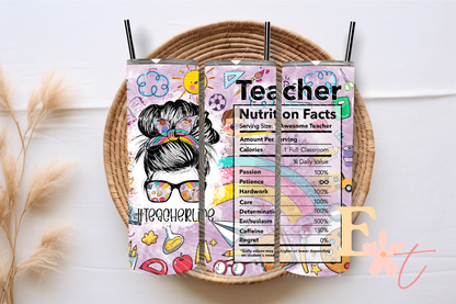 Teacher 20oz Tumbler Sublimation Wrap