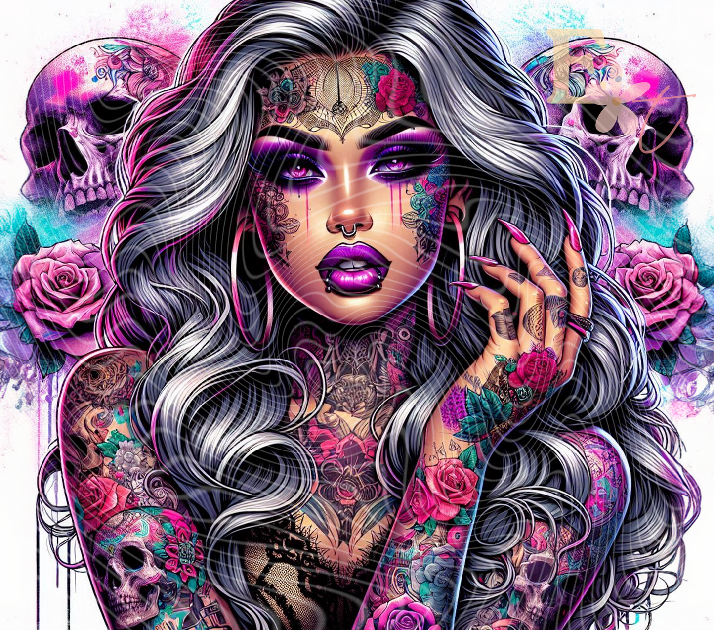 Tattoo Beauty Girl 20oz Tumbler Sublimation Wrap