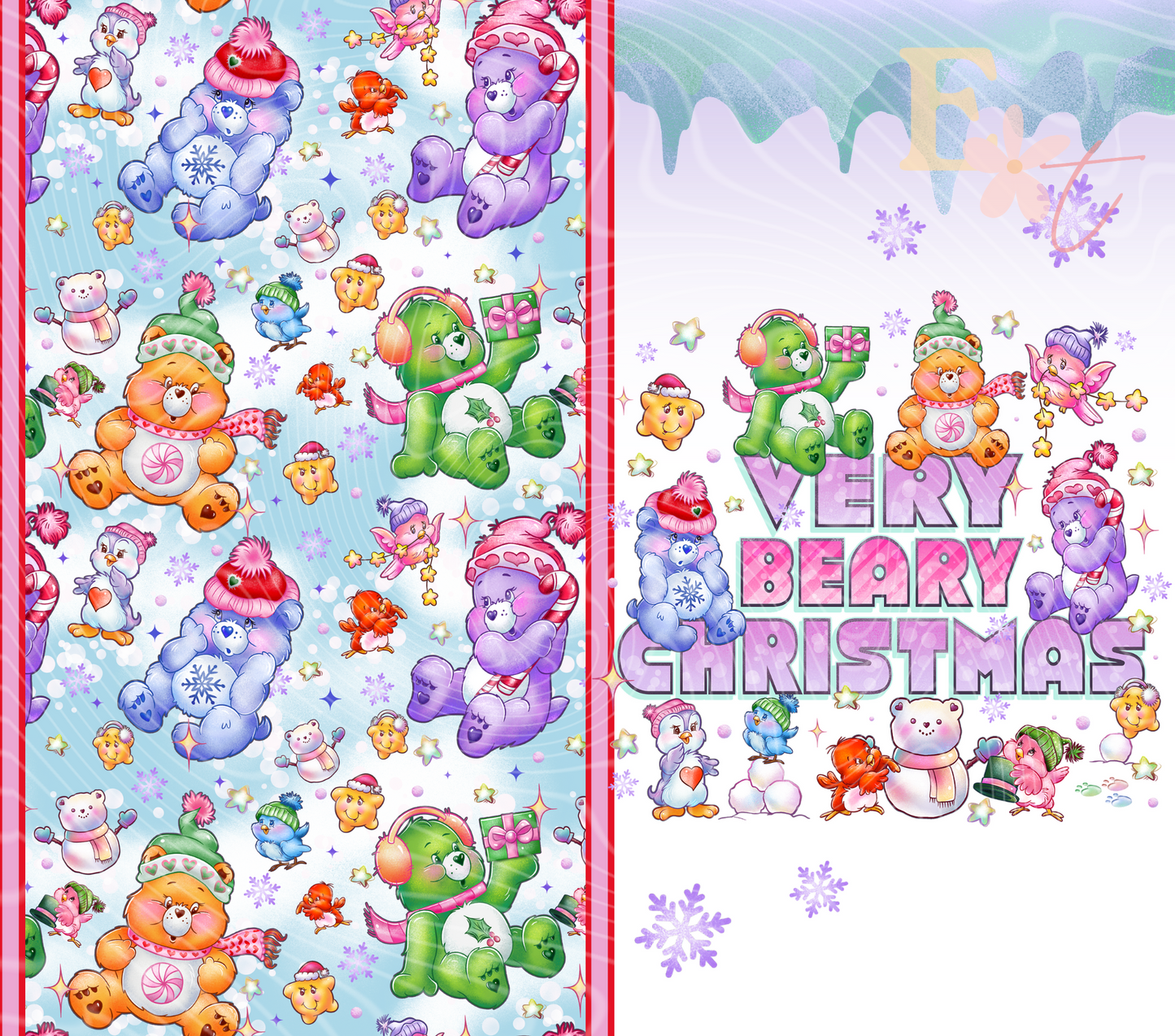 Berry Bear Christmas 20oz Tumbler Sublimation Wrap