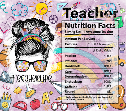 Teacher 20oz Tumbler Sublimation Wrap