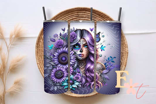 Purple Floral DOD 20oz Tumbler Sublimation Wrap