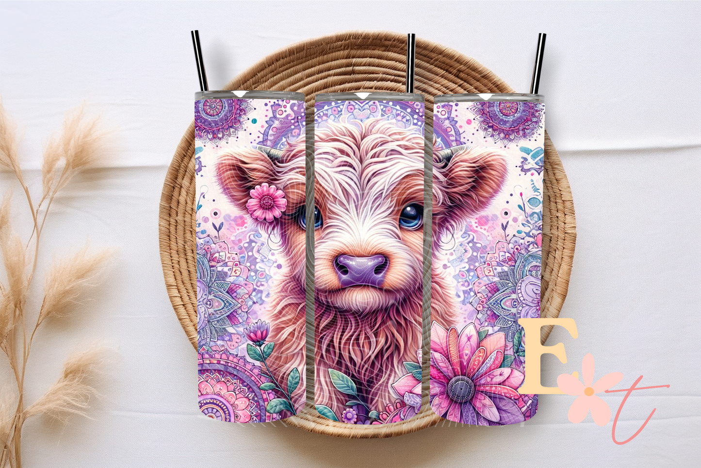 Mandela Floral Highland 20oz Tumbler Sublimation Wrap