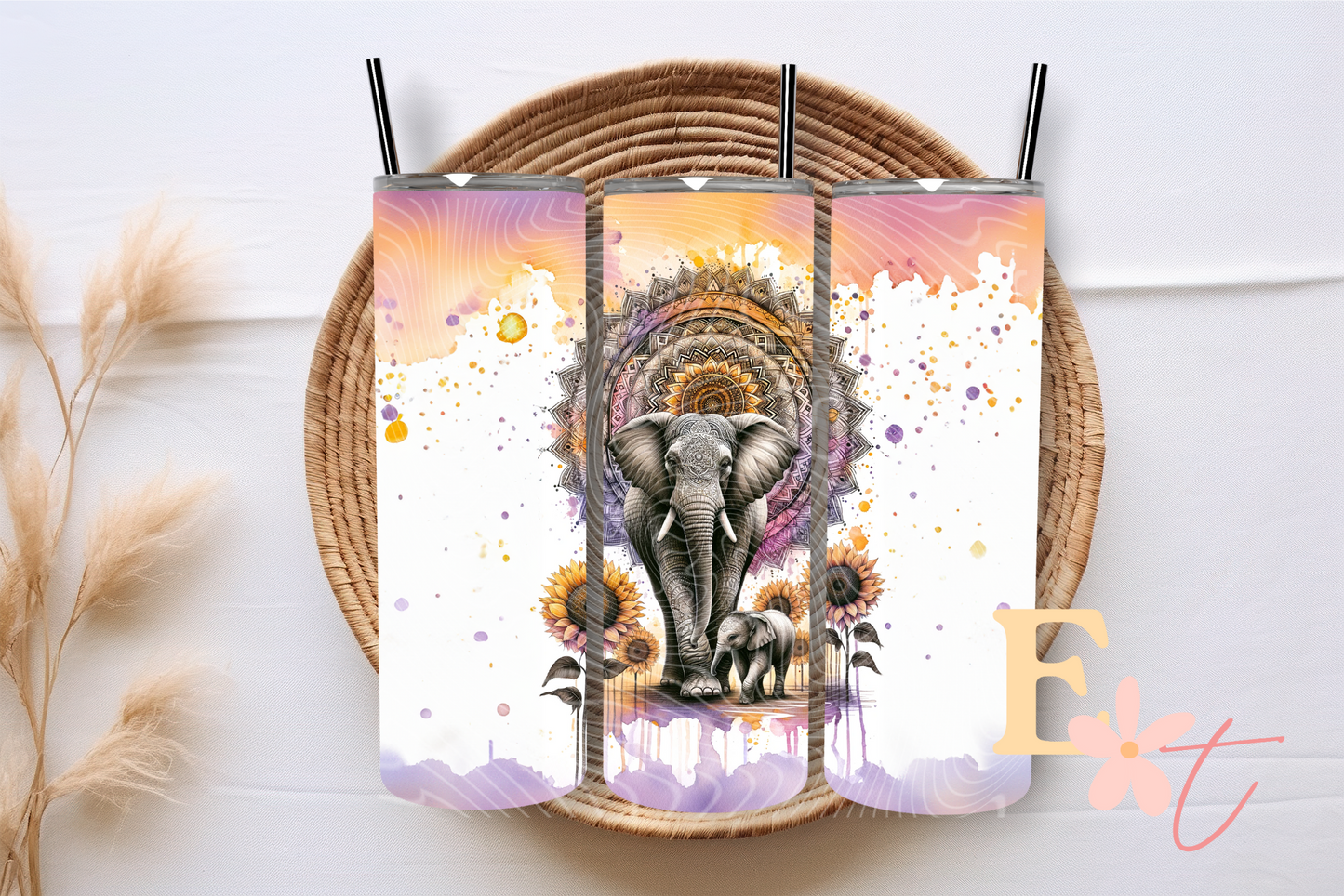 Mandela Elephants 20oz Tumbler Sublimation Wrap