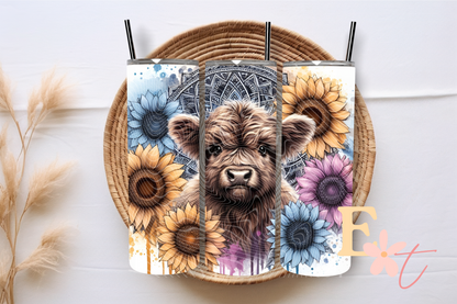 Floral Mandela Highland 20oz Tumbler Sublimation Wrap
