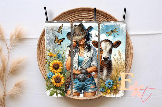 Girl and Her Cow 20oz Tumbler Sublimation Wrap