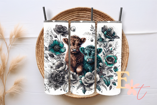 Teal Highland 20oz Tumbler Sublimation Wrap