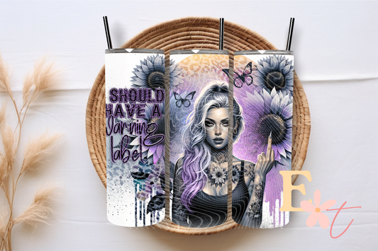 Warning 20oz Tumbler Sublimation Wrap