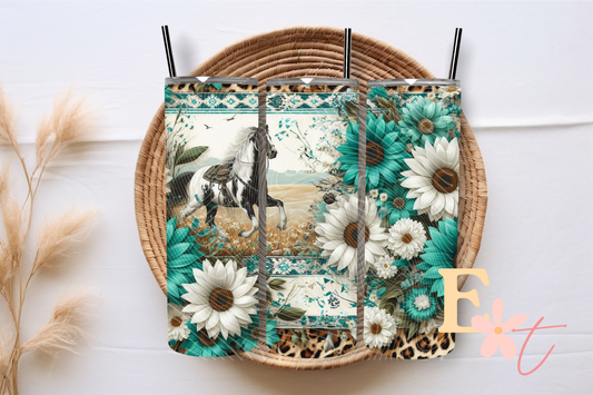Floral Horse 20oz Tumbler Sublimation Wrap