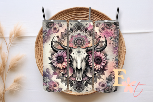 Cow Skull Mandela 20oz Tumbler Sublimation Wrap
