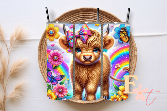 Rainbow Highland 20oz Tumbler Sublimation Wrap