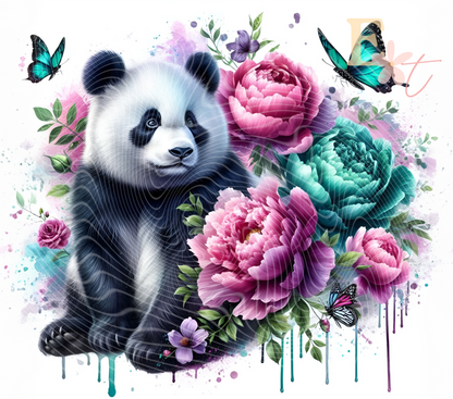 Floral Panda 20oz Tumbler Sublimation Wrap
