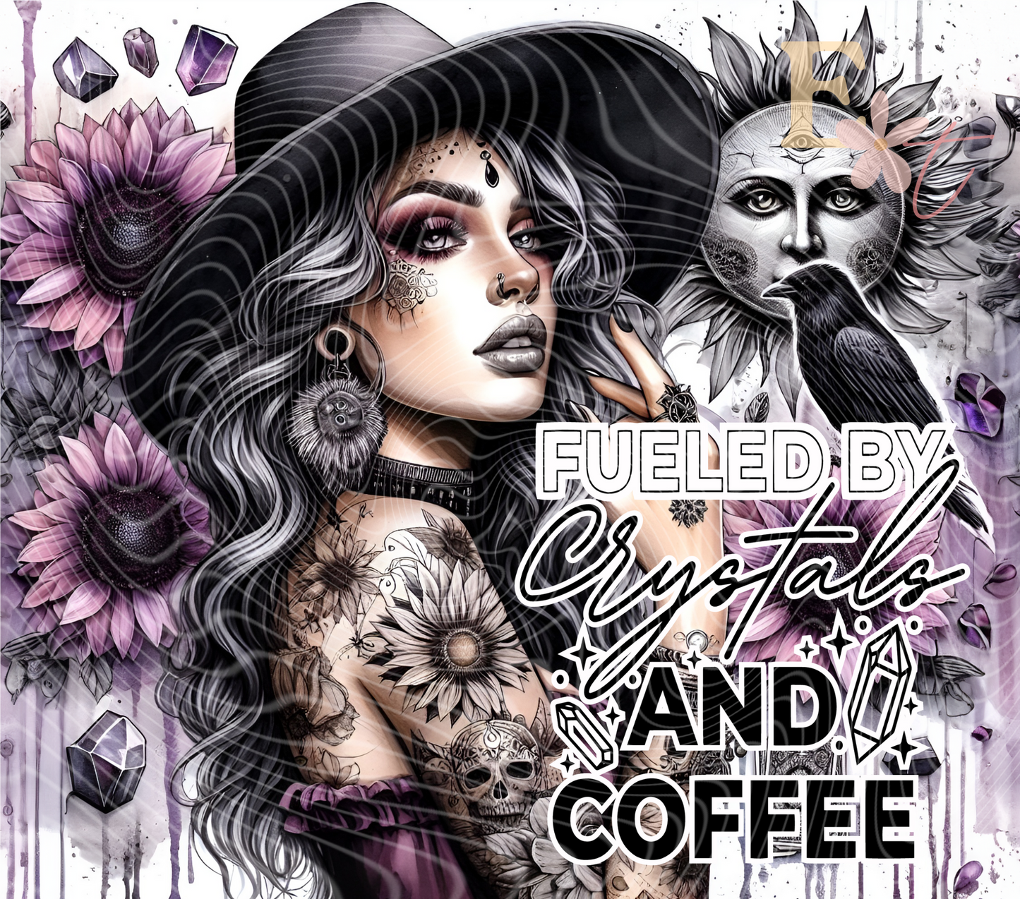 Crystals and Coffee 20oz Tumbler Sublimation Wrap