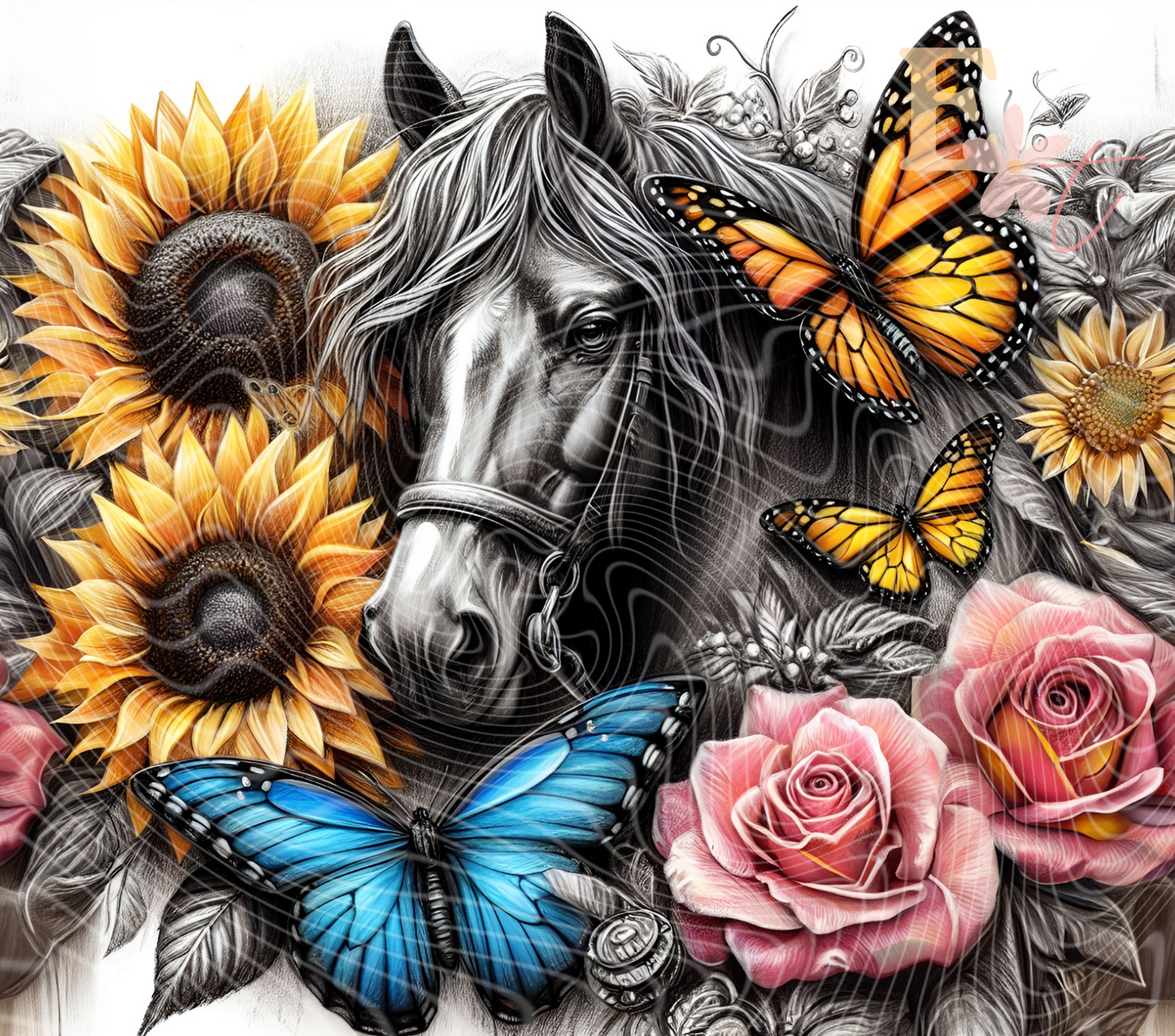 Stencil Horse 20oz Tumbler Sublimation Wrap