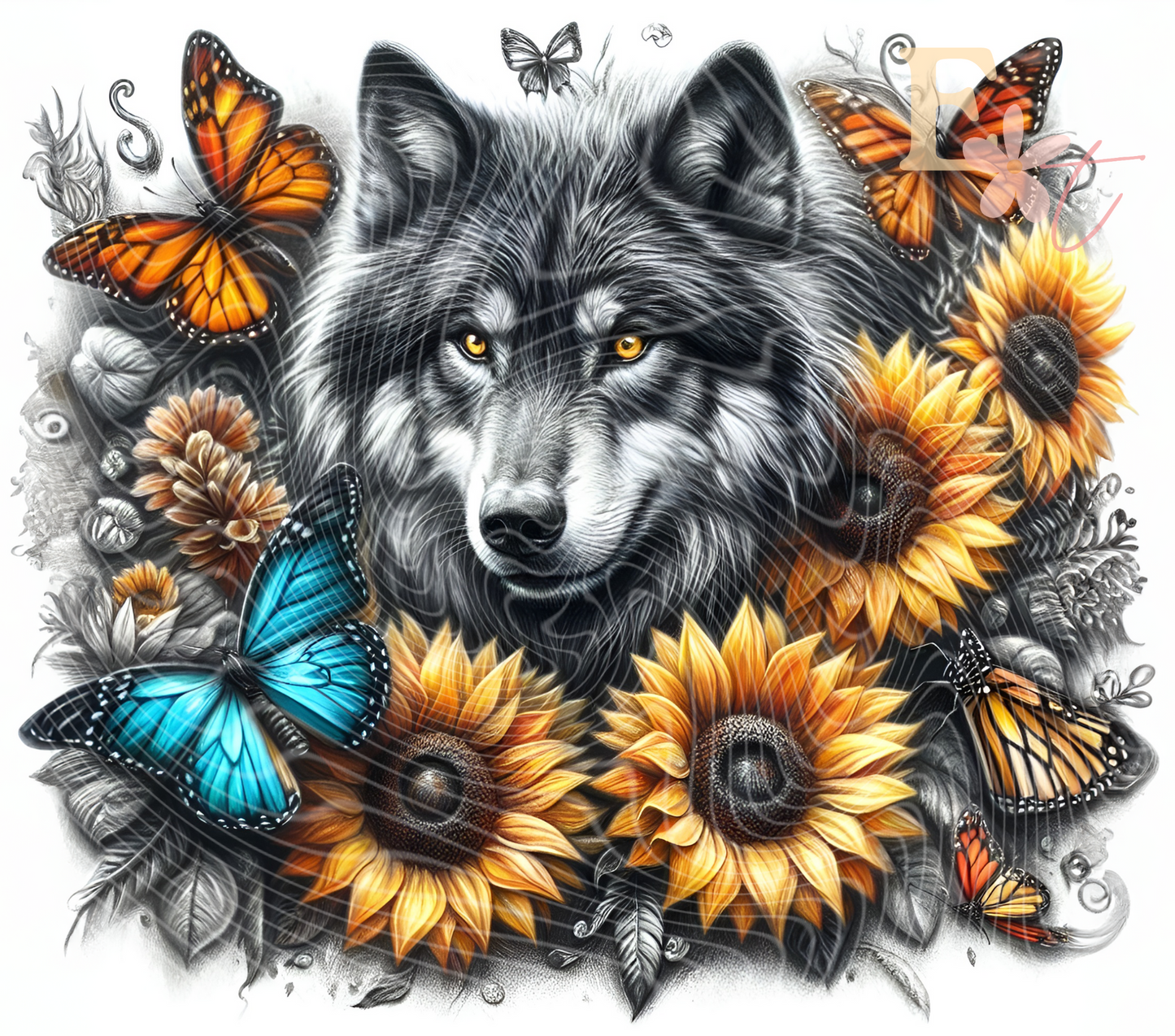 Stencil Wolf 20oz Tumbler Sublimation Wrap