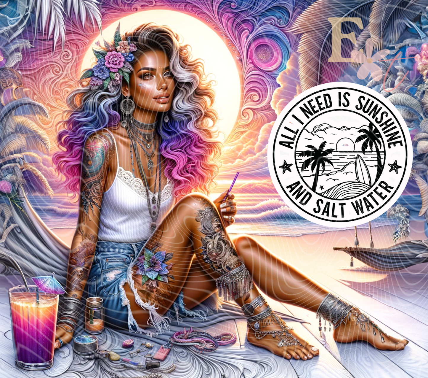 Salt Water 20oz Tumbler Sublimation Wrap