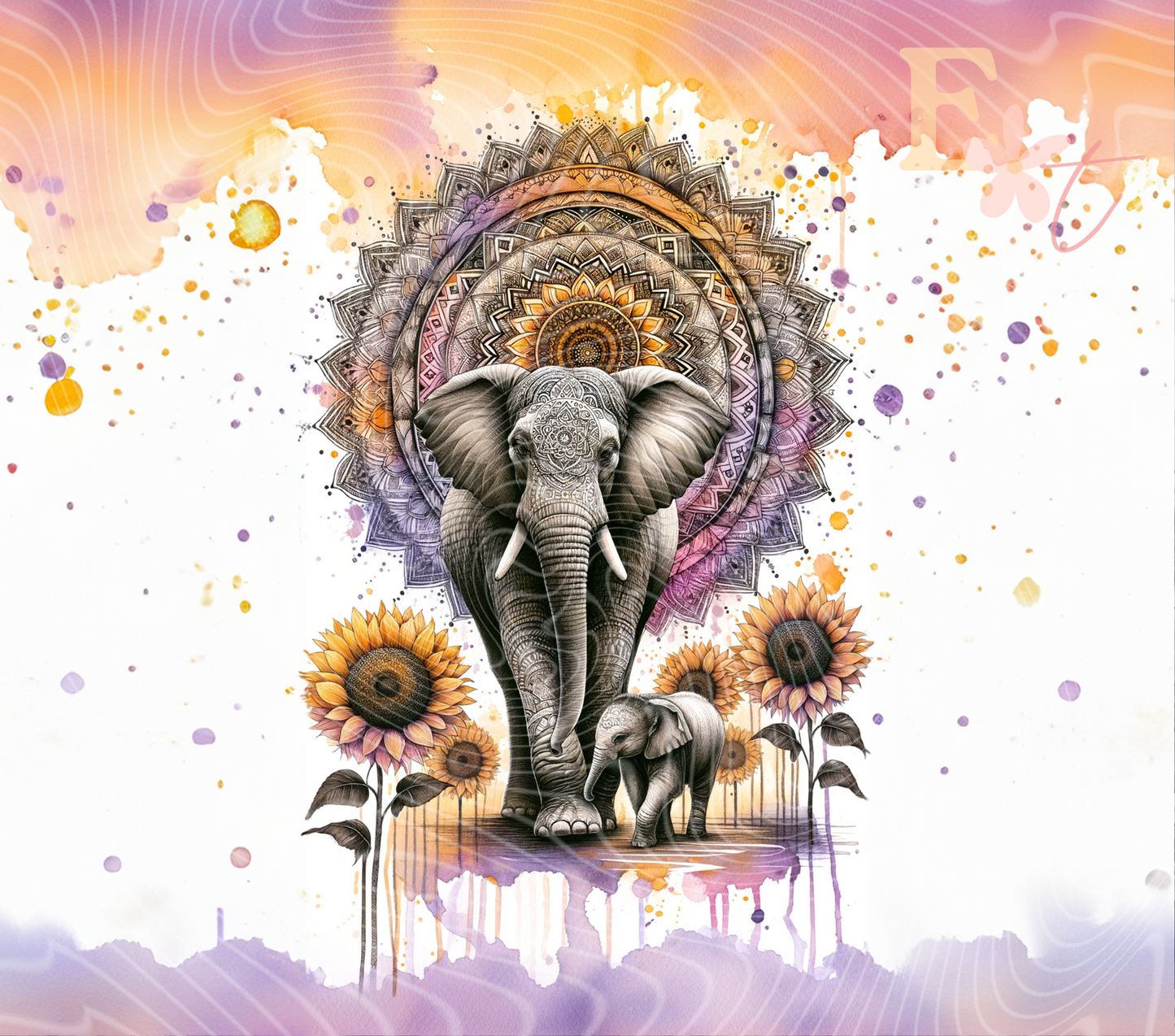 Mandela Elephants 20oz Tumbler Sublimation Wrap