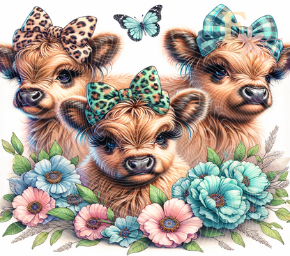 Three Bow Cows 20oz Tumbler Sublimation Wrap