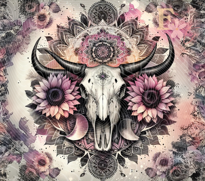 Cow Skull Mandela 20oz Tumbler Sublimation Wrap