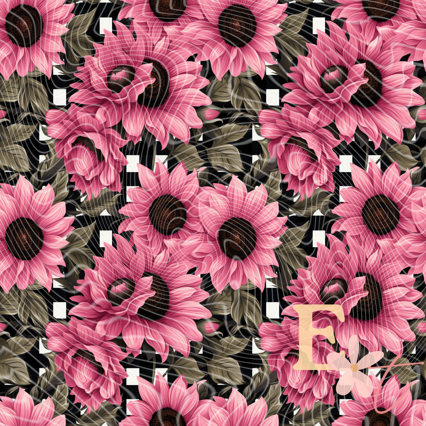 Pink Sunflowers Seamless Pattern