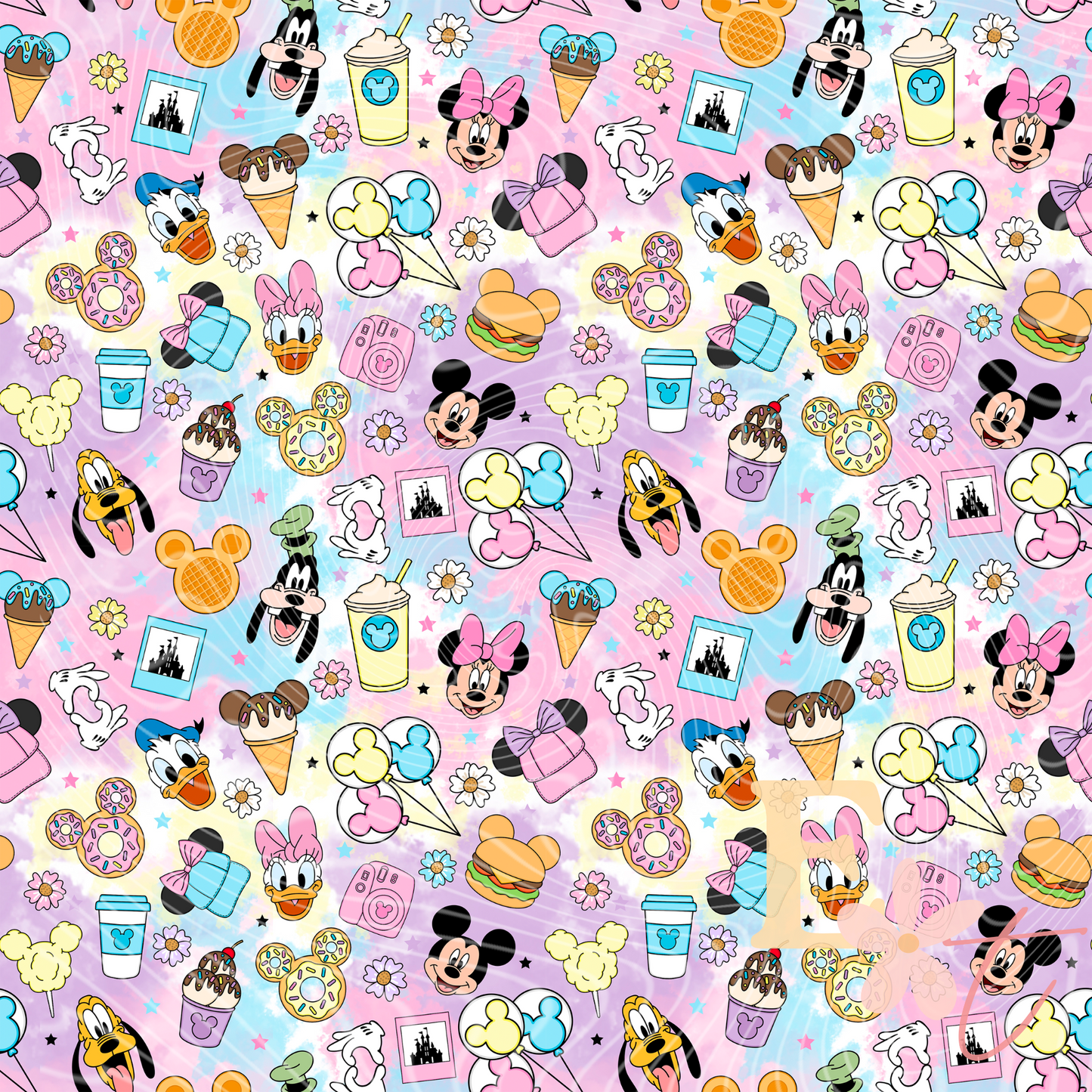 Colourful Food Sunflowers Seamless Pattern